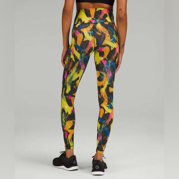 Lululemon Wunder Train High Rise Multicolor Printed Leggings Size 4 - Picture 1 of 8